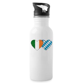Ireland Bavaria Flag Heart used - Water bottle with straw - white - Right