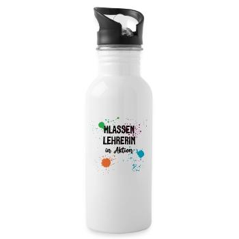 Klassen Lehrerin in Aktion Klassenlehrerin Schule - Trinkflasche mit integriertem Trinkhalm - Weiß - Rechts