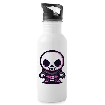 Zombie Halloween Skeleton - Water bottle with straw - white - Right