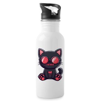 Katze Halloween Sonnenbrille - Trinkflasche mit integriertem Trinkhalm - Weiß - Rechts