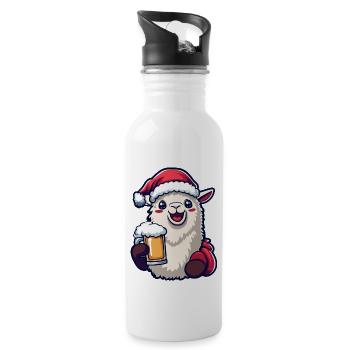 Alpaca Llama Christmas Beer - Water bottle with straw - white - Right