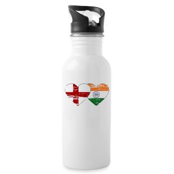 England Indien Flagge used - Trinkflasche mit integriertem Trinkhalm - Weiß - Rechts