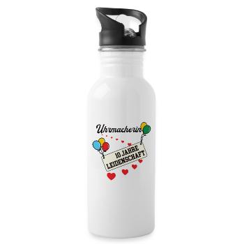 Uhrmacherin Jubiläum 10 Jahre 10. jähriges Jubi - Trinkflasche mit integriertem Trinkhalm - Weiß - Rechts