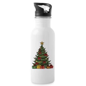 Sapin Noël - Gourde avec paille intégrée - blanc - Droite