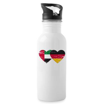 United Arab Emirates Germany Heart - Water bottle with straw - white - Right