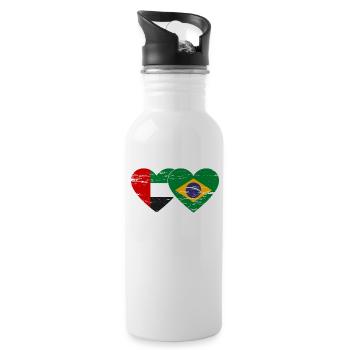 Émirats arabes unis Brésil Drapeau Coeur - Gourde avec paille intégrée - blanc - Droite