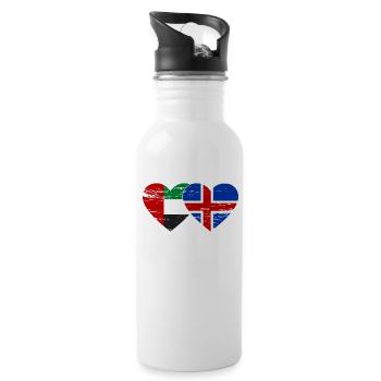 Vereinigte Arabische Emirate Island Flagge Herz - Trinkflasche mit integriertem Trinkhalm - Weiß - Rechts
