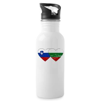 Slovenia Bulgaria Flag Heart used - Water bottle with straw - white - Right