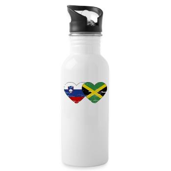 Slovenia Jamaica flag heart used - Water bottle with straw - white - Right