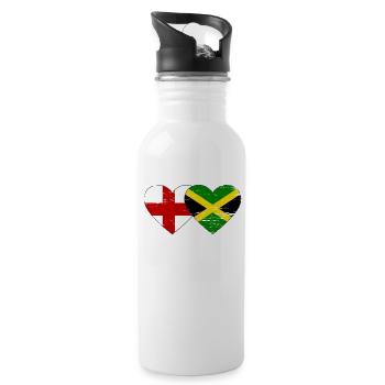 Angleterre Jamaïque drapeau coeur utilisé - Gourde avec paille intégrée - blanc - Droite