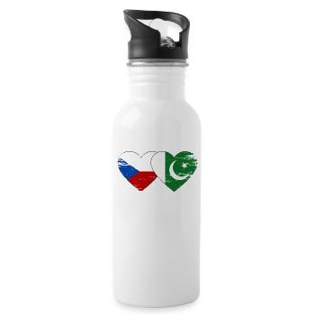 République tchèque Drapeau pakistanais coeur utilisé - Gourde avec paille intégrée - blanc - Droite