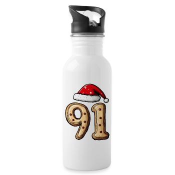 91 Number Christmas Cookie - Water bottle with straw - white - Right