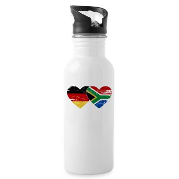 Allemagne Afrique du Sud Drapeau Mains Coeur Forme Utilisé - Gourde avec paille intégrée - blanc - Droite