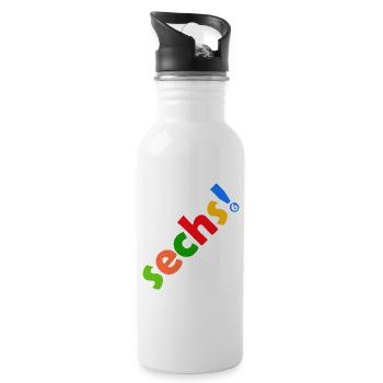 SECHS 6 JAHRE 6. GEBURTSTAG - Trinkflasche mit integriertem Trinkhalm - Weiß - Rechts