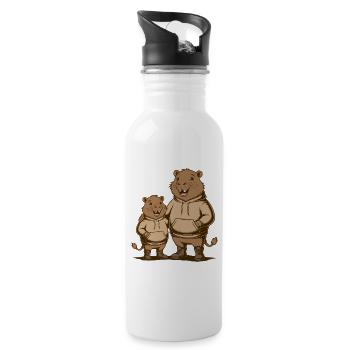 Capybara Couple Capybara - Two Cool Capybaras - Water bottle with straw - white - Right