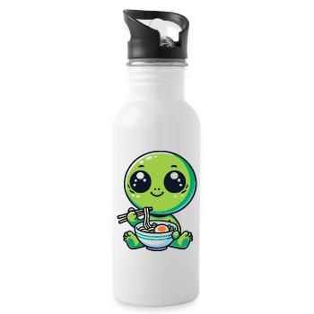 Alien with noodles ramen kawaii Alien - Water bottle with straw - white - Right