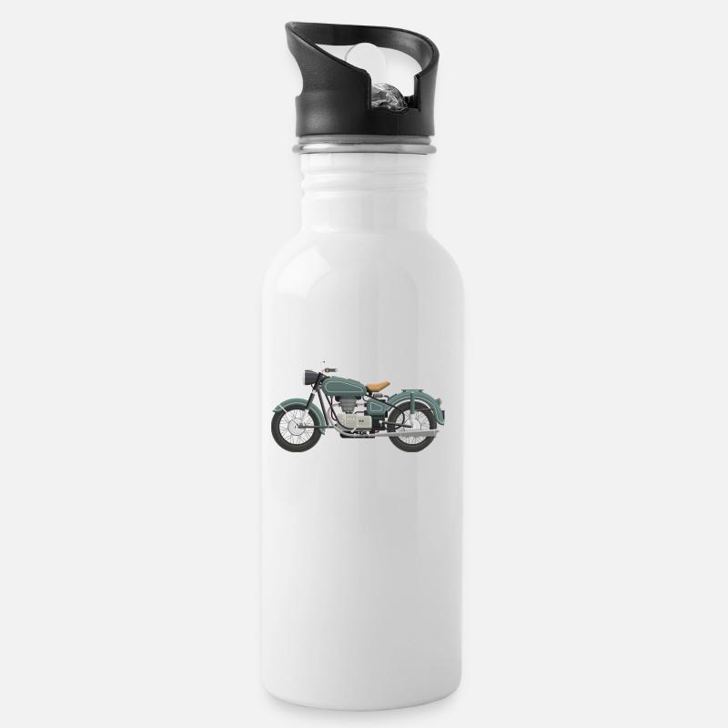Motorrad - Trinkflasche mit integriertem Trinkhalm - Weiß