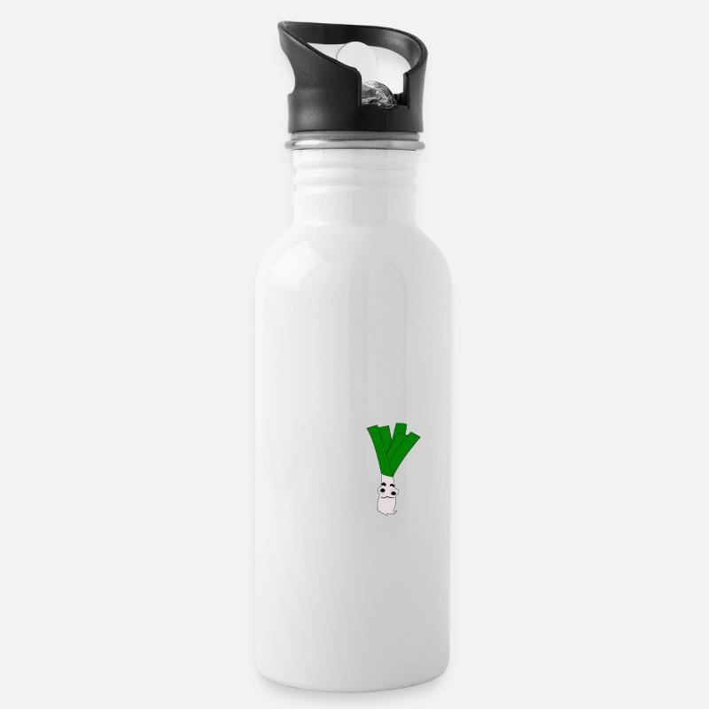Lauch - Trinkflasche mit integriertem Trinkhalm - Weiß