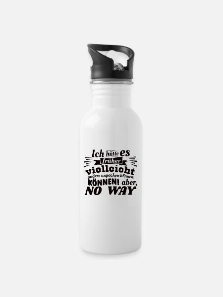 No Way shirt Design - Trinkflasche mit integriertem Trinkhalm - Weiß