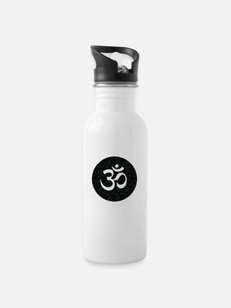 OM - Trinkflasche mit integriertem Trinkhalm - Weiß