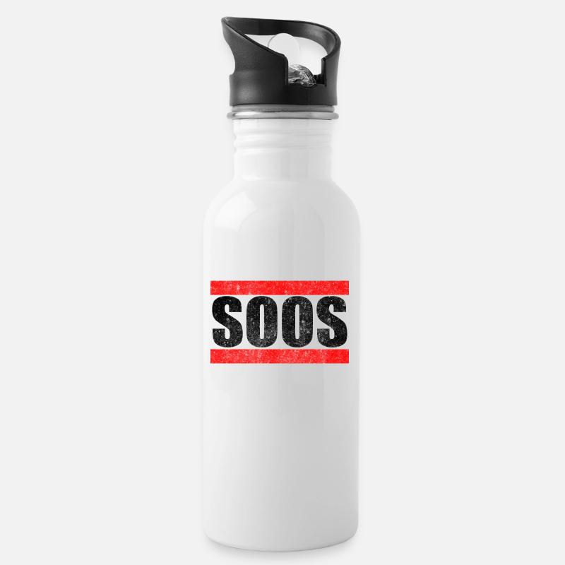 Soos Sees Saas Youtube-Kacke Detlef Davis Geschenk - Trinkflasche mit integriertem Trinkhalm - Weiß
