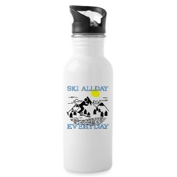 Skifahren - Trinkflasche mit integriertem Trinkhalm - Weiß - Rechts