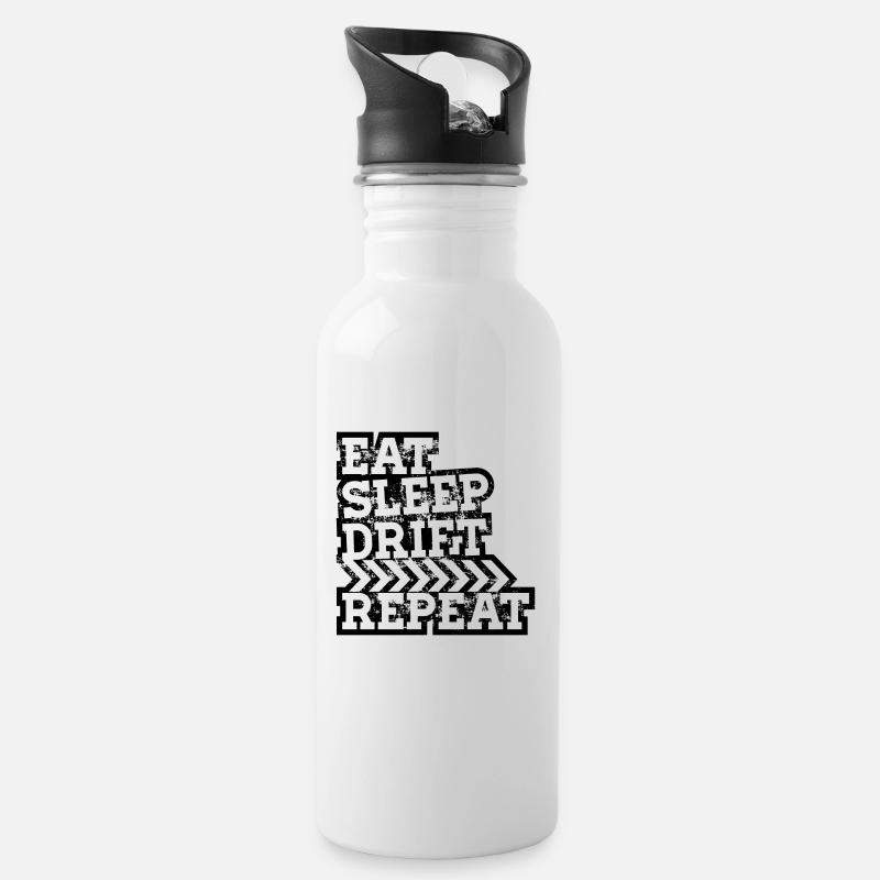 Eat Sleep Drift Repeat - Trinkflasche mit integriertem Trinkhalm - Weiß