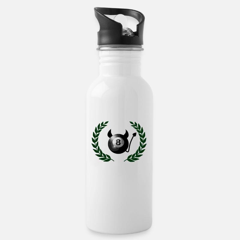 billiards - Water bottle with straw - white