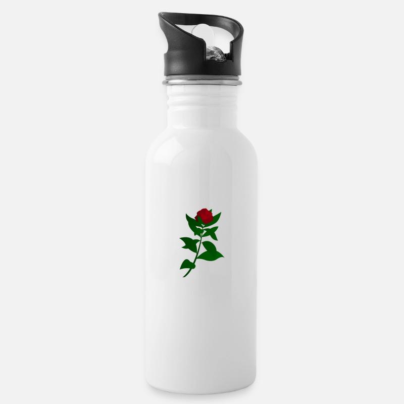 Rose - Trinkflasche mit integriertem Trinkhalm - Weiß