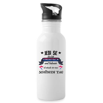 Tasse Jebi Se Kroatien - Trinkflasche mit integriertem Trinkhalm - Weiß - Rechts
