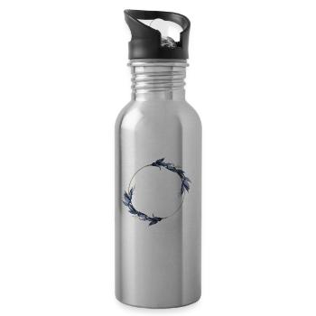 Flower ring - Water bottle with straw - silver - Right