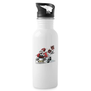 Sinterklaas in een snelle auto - Water bottle with straw - white - Right