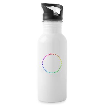 Colorful star circle rainbow design gift idea - Water bottle with straw - white - Right