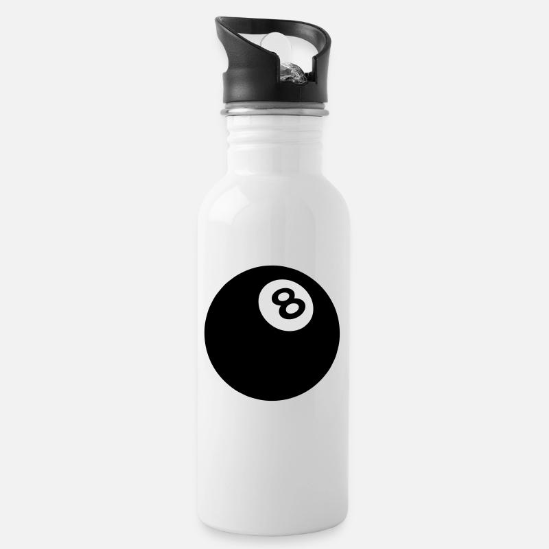 Black ball billiard 8 2509 - Water bottle with straw - white
