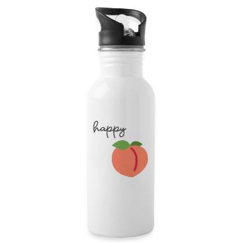 Happy Peach - joli bébé - Gourde avec paille intégrée - blanc - Droite