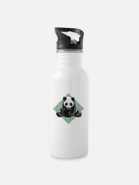 Panda - Trinkflasche mit integriertem Trinkhalm - Weiß
