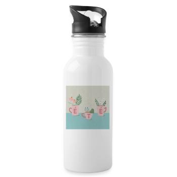 fleurs d'été - Water bottle with straw - white - Right