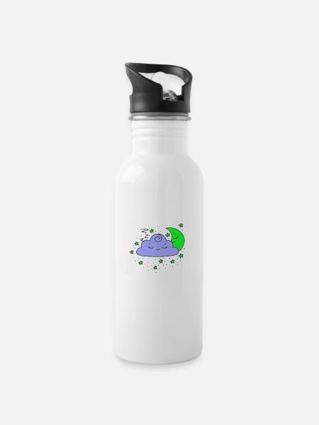 Wolke - Trinkflasche mit integriertem Trinkhalm - Weiß