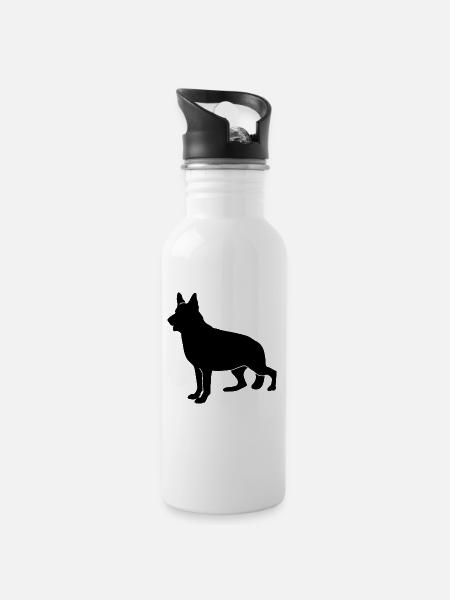 Silhouette allemande de Schaeferhund - Gourde avec paille intégrée - blanc