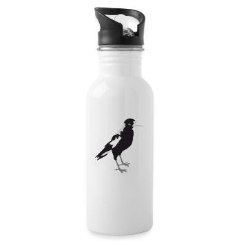 Maggie magpie serious face - Water bottle with straw - white - Right