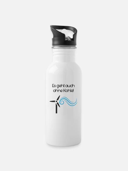 wind energy - Water bottle with straw - white