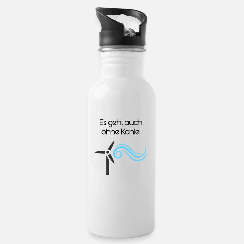 Windenergie - Trinkflasche mit integriertem Trinkhalm - Weiß