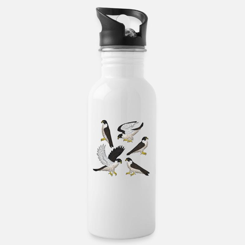 Wanderfalke Auswahl - Trinkflasche mit integriertem Trinkhalm - Weiß