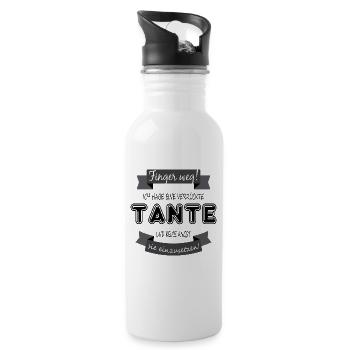 Ich habe eine verrückte Tante - Trinkflasche mit integriertem Trinkhalm - Weiß - Rechts