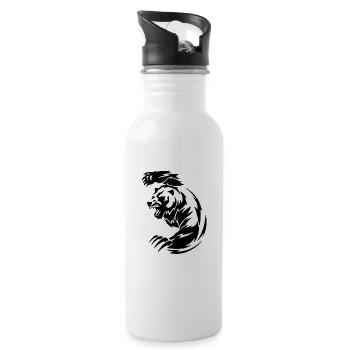 Wieso sind alle Bären immer so aggro? - Trinkflasche mit integriertem Trinkhalm - Weiß - Rechts
