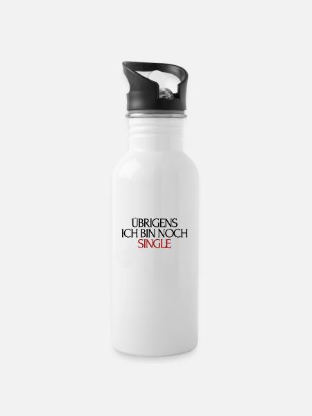 Single - Trinkflasche mit integriertem Trinkhalm - Weiß