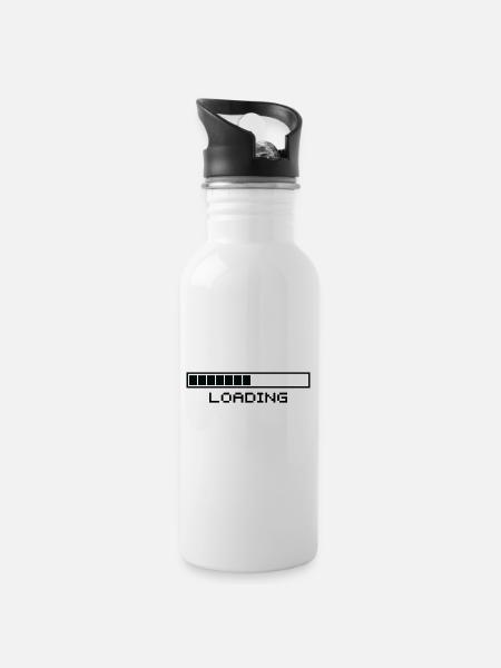 nerd gamer loading bar handy progress bar - Water bottle with straw - white