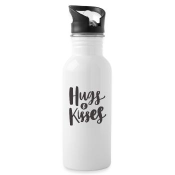HUGS & KISSES - Water bottle with straw - white - Right