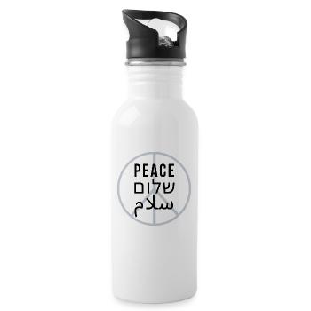 Peace. Shalom. Salam - Trinkflasche mit integriertem Trinkhalm - Weiß - Rechts