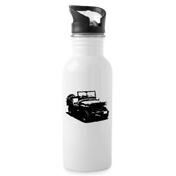 Klassischer Geländewagen - Trinkflasche mit integriertem Trinkhalm - Weiß - Rechts